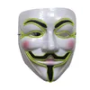 Máscara de néon v para vendetta rímel led guy fawkes máscara máscaras festa rímel halloween brilhante masker luz maska scary266a