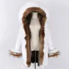 2020 impermeabile lungo parka giacca invernale da donna cappotto di pelliccia reale collo di pelliccia naturale cappuccio spesso caldo streetwear staccabile nuovo