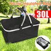 30L Falten Picknick Tasche Isolierte Tasche Picknick Korb Camping Wandern Kühler Korb Tragbare Lagerung Korb Outdoor Picknick Box T200710