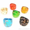 6pcs Wholesale Hot 17-19mm Dots Gold Sand Lampwork Glass Murano Rings Fashion Murano Rings