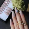 False Nails 3D Caviar Nude UV Coffin Reusable Gel Press On Box Custom Made Crystal Bling Microdrill Glitter Ballet Fasle