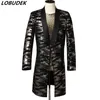 Men's Rock Band Punk Style Blazer Sequins Long Coat Male Singer Host Glitter Stage Performance Clothes Star Concert Nightclub Costume S-3XL