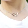 Sweet Love Connection Heart Choker Necklace Statement Girlfriend Gift Cute Gold Color Necklace Stainless Steel Jewelry