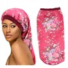 Cappelli lunghi Sleep Hat Floral Wrap Wrap Night Cap Cap Capelli Capelli Bonnet Elastico Banda larga Donne Cappello Satin Cappello per capelli Cura dei capelli Cuocere IIA340