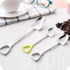 Sala da pranzo 100pcs Home Garden Cucchiaio in acciaio inossidabile Forma di pala Design Caffè Zuppa di gelato Cucchiaio di miele Manico lungo Cucchiaini da tè LX2418