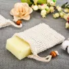 Soap Exfoliating Bags Natural Ramie Soap Bag Mesh with Drawstring for Foaming and Drying the Soap LX2473