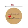 500pcs Round Labels Handmade Kraft Paper Packaging Sticker for Candy Dragee Bag Gift Box Packing Bag Wedding Thanks Stickers