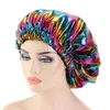 Nouveau Extra Large Double face réversible Satin Bonnte chapeau élastique femmes tache nuit sommeil Bonnet cheveux Bonnet chapeau bonnets de douche