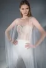 2020 Fashion Wedding Cape Beading Lace White Ivory Tulle Bridal Bolero Jackets Custom Made Floor Length Long Top Wedding Wrap