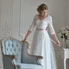 A-line Lace Tulle Modest Wedding Dresses Boho 3/4 Sleeves Floor Length Women Informal Bridal Gowns Long Floor Length Simple Custom Made