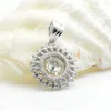 Silver Small Pendant Charms 925 Sterling Silver Montering Cubic Zirconia Omgiven Hänge DIY FINDINGS 5 stycken