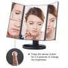 Светодиодное зеркало для макияжа с 22 света Сенсорный экран увеличительные зеркала 3 складное регулируемое зеркало