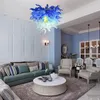 Lampes lustre coloré lustres en verre soufflé à la main pour la maison lumières LED source bleu vert couleur 28 pouces lustre minimaliste moderne suspension