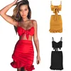 Twee stukken set vrouwen ruches boog casual strand zomerjurk rood off shoulder sexy club bodycon mini-jurk