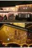 Weihnachten Außendekoration 3,5 m Droop 0,3–0,5 m Vorhang Eiszapfen Lichterkette LED-Leuchten 220 V/110 V Neujahr Garten Weihnachten Hochzeit Party