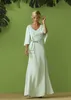 Elegante Kleider für die Brautmutter, V-Ausschnitt, lange Ärmel, Spitze, Satin, Abendkleider 2020, maßgeschneidertes bodenlanges Hochzeitsgastkleid