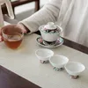 Enamel Gajwan Teaware Bowl Jingdezhen Ceramiczna pomyślna chmurowa miska herbaty Tureen Glazed Kolor Duża miska z trzema kai