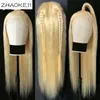 Honey Blonde Color Remy Brazilian Straight Lace Front Human Hair Wig 8 - 28 inch 1B 613 Ombre Frontal Wigs for Black Women