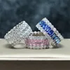 Lyxsmycken glittrande SEL handgjorda 925 Sterling Silver Princess Cut Whitepink Topaz Cz Diamond Gemstones Women Wedding Ban361A