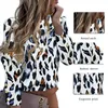 2020 Puff Shoulder Blouse Shirts Office Lady Ny Höstmetall Knappad Detalj Blusar Kvinnor Ananas Print Långärmad