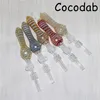 Glass Straw Nectar Pipes with 10mm Titanium Tips Hookahs Oil Rig Silicone pipes smoking accessories dab rigs