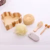 Promozionale in legno a forma di cuore Confezione regalo 6 pezzi accessorio da bagno Spugna sisal / pettine Legno / Spazzola per massaggi / spa / Regalo da bagno lxj047