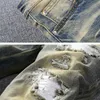 Men's Jeans Delivery 2021 Snake Embroidered Retro Denim Slim Skinny Holes PU Leather Patchwork Stretch Pants2322