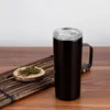 NOUVEAU Gobelet maigre de 15 oz avec poignée Tasse à bière en acier inoxydable de 15 oz Double paroi isolée Sous vide froid Gobelets à boire Tasse à café pour le bureau