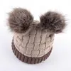 Vinterkvinnor Beanie Hat med två Pompom -stickor Wool Skallies Cap Female Imitation Ball Sticked Beanies Bonnet Girls Touca D18114740209