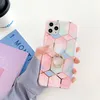 Shockproof Ring Holder Hard Cover Plated Geometric Stand Marble Case for iPhone 13 12 mini 11 Pro XS Max XR X 7 8 Plus5824741