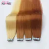 Cinta recta de trama de piel de Pu en extensiones de cabello humano Castaño oscuro Remy 40 piezas Rubio 20''22''24 "26" 28" 100 g/lote Ali Magic Factory Outlet