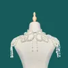 Elegantes chaquetas nupciales con cuentas de perlas 2020, accesorios de novia hechos a mano a la moda para novia, banquete de boda, capa envolvente de Bolero, en Stock