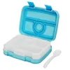 Bento Lunch Box a 2 strati Contenitore per alimenti da picnic Contenitore per alimenti diviso in plastica Scatola per il pranzo a microonde