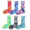 Hombres Unisex Novedad Colorido Tie-dyeing Skateboard Socks.Cotton Harajuku Hiphop Calcetines Sox Étnico Pareja Calcetín largo Meias