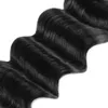 Allove Virgin Human Hair Bundles Trames avec fermeture en dentelle Eau Péruvienne Lâche Vague Profonde Bouclés Corps Extensions de Tissage Droit pour W5810315