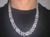 20mm Iced Cuban Oval Link Diamond Chain Halsband 14K Vitguld Pläterad Cubic Zirconia Smycken 16inch-24inch Mariner Cuban Chain