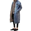 Män Denim Trench Coats Vintage Fleece Lined Long Winter Jeans Jackor för manlig storlek S-2XL Windbreak1