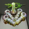 Glass Pipes Smoking blown hookah Manufacture Hand-blown bongs 3-ball painted glass pipe