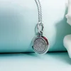 Classic CZ Pave Disc Pendant Necklace Women Men's Fashion Jewelry with Original box for Pandora 925 Sterling Silver Chain Necklaces