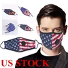 DHL Versand entworfen amerikanische Flagge Maske Baumwolle wiederverwendbare Muffelmaske Atemventil Ersatz Filtereinsatz Maske gedruckt