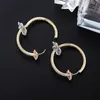 Luxury Flower Earrings for Women Color Zircon Round Hoop Earrings Gold Plating XIUMEIYIZU New Jewelry Whole Brazil CX200801146898