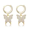 Brincos Zircon ICED OUT borboleta Danglee Brincos de Nova Mulheres por Mulheres animal Stud brincos meninas jóias