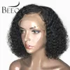 BEEOS Brazilian Short Curly 13*6 Lace Front Human Hair Wigs Pre Plucked With Baby Hair Remy Hair Wigs 130% Women Natural Black