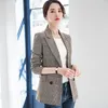 Women Blazer Jacket spring 2020 New Casual Long Sleeve Plaid Ladies Blazer Korean Version Slim Temperament Women Suit Jacket 4XL