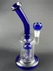 Blue Glass Water Bongs Hookahs 6 Arm Tree Perc Percolator 10.2 tum 14mm fog för rökningstillbehör