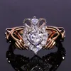 Rings For Women Retro Style Wings Of Love Zircon Rose Gold Color Crown Heart Shaped Wedding Gift Fashion Jewelry