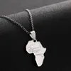 Collana con ciondolo paese in acciaio inossidabile con mappa dell'Africa Uomo Donna Gioielli africani Hip Hop 2020 Beat regalo per gli amici