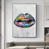 モダンな抽象セクシーな唇の油絵の落書き壁アートキャンバスポスタープリントリビングルームの寝室の家の装飾4899419の壁の写真