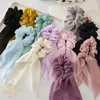 Kobiety Dziewczyny Szyfonowa Wstążka Włosy Liny Włosy Scrunchies Akcesoria Ponytail Holder Riband Hairbands Dzieci Scrunchy Hairbands Heatwear Naklejki