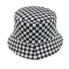 2020 Ny varumärke Svart Vit Plaid Check Bucket Hattar Fiske Kepsar Kvinnor Mens Reversibel Fisherman Hat Camouflage Sun Protector